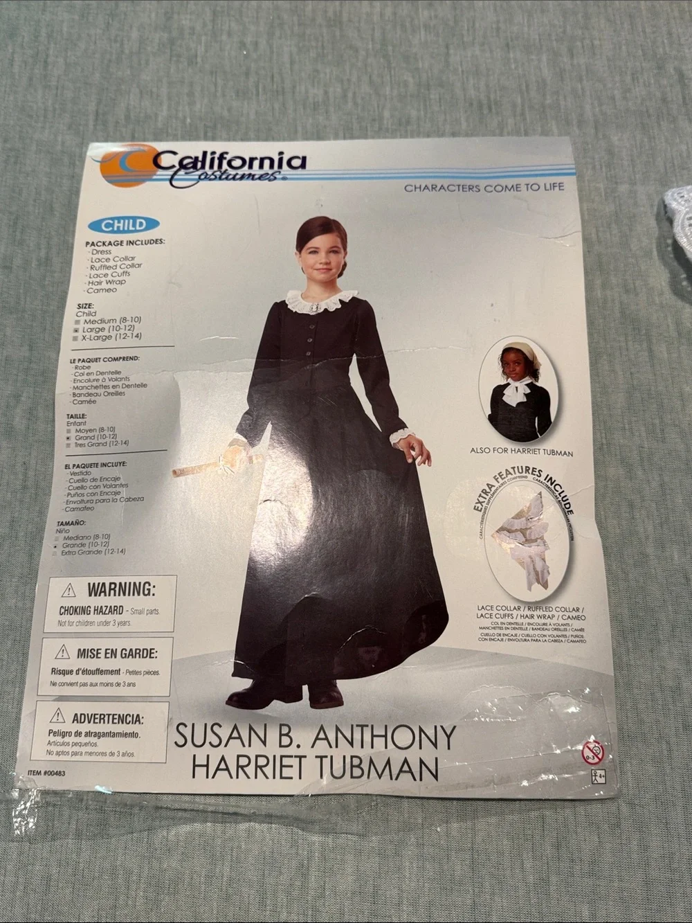 California Costumes Black Historical Dress with White Lace Collar